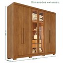 Ver imagem 5 de Guarda-Roupa Casal com Pés Reflecta com LED 06 Portas 02 Gavetas França Marrom/Cinamomo