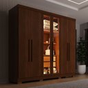 Ver imagem 3 de Guarda-Roupa Casal com Pés Reflecta com LED 06 Portas 02 Gavetas França Marrom/Cinamomo