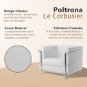 Ver imagem 3 de Poltrona Le Corbusier Couro Natural Design Clássico Sala Escritório Recepção Alto Padrão - Branco