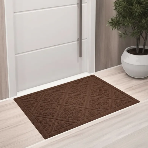 Capacho Tapete Arabesco Porta Entrada Pvc Antiderrapante Marrom