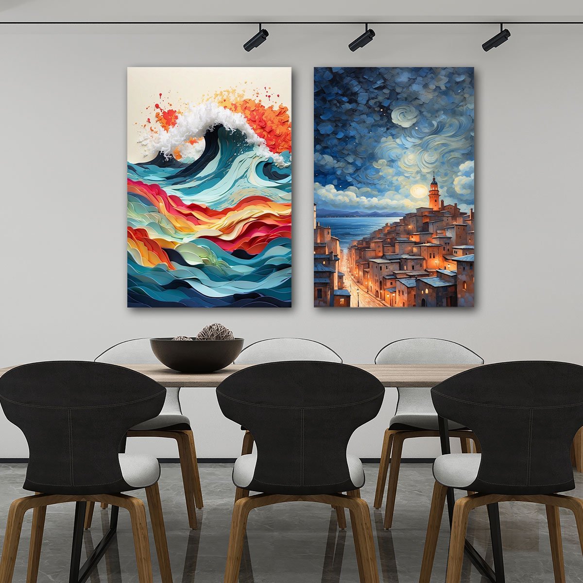 Conjunto Quadros Decorativos para Sala Mar Azul Grandes - 4