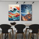 Ver imagem 4 de Conjunto Quadros Decorativos para Sala Mar Azul Grandes