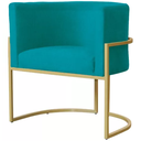 Ver imagem 2 de Kit 2 Poltronas Decorativas Base Metal para Sala Jantar Estar Recepção Clínica Consultório Turquesa