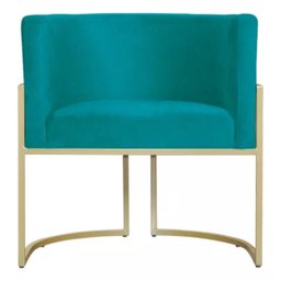 Kit 2 Poltronas Decorativas Base Metal para Sala Jantar Estar Recepção Clínica Consultório Turquesa - 5