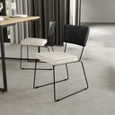 Ver imagem 2 de Kit 04 Cadeiras Decorativas Sala Jantar Allana L02 Couríssimo Preto Linho Champagne - Lyam Decor