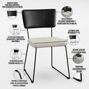 Ver imagem 4 de Kit 04 Cadeiras Decorativas Sala Jantar Allana L02 Couríssimo Preto Linho Champagne - Lyam Decor