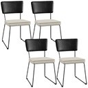 Ver imagem 1 de Kit 04 Cadeiras Decorativas Sala Jantar Allana L02 Couríssimo Preto Linho Champagne - Lyam Decor