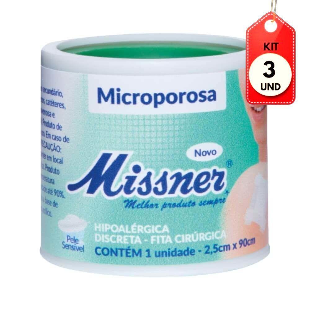 Kit C-03 Missner Fita Microporosa Branco 2,5cm X 90cm - 1