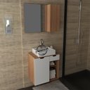 Ver mais imagens de Conjunto Para Banheiro Gabinete E Espelheira BN3605x02 Amendoa Branco Tecno Mobili