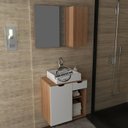 Ver imagem 2 de Conjunto Para Banheiro Gabinete E Espelheira BN3605x02 Amendoa Branco Tecno Mobili