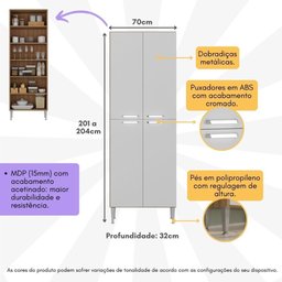 Paneleiro com 4 Portas Paris Multimóveis Mp2185 Rustic/branco - 7
