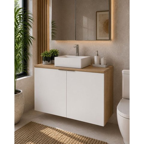 Gabinete Nature 90cm Estilare GAB4032 Carvalho/Branco