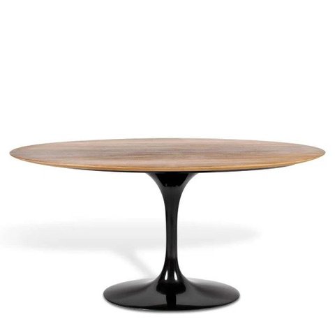 Mesa de Jantar Tulipa Saarinen Oval 160x90cm Tampo Mezzo Castani - Preto