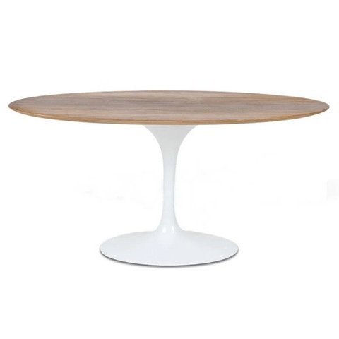 Mesa de Jantar Tulipa Saarinen Oval 180x100cm Tampo Mezzo Castani - Branco