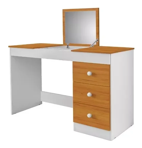 PENTEADEIRA ESCRIVANINHA P/ESTUDO GAMER 3 GAVETAS E PORTA MAQUIAGEM C/ESPELHO 100% MDF BRANCONATURE- - 6