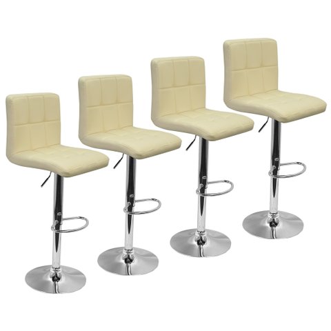 Kit 4 Banquetas Confort Gomos Estofada Giratória Preta Branca Bege Outros