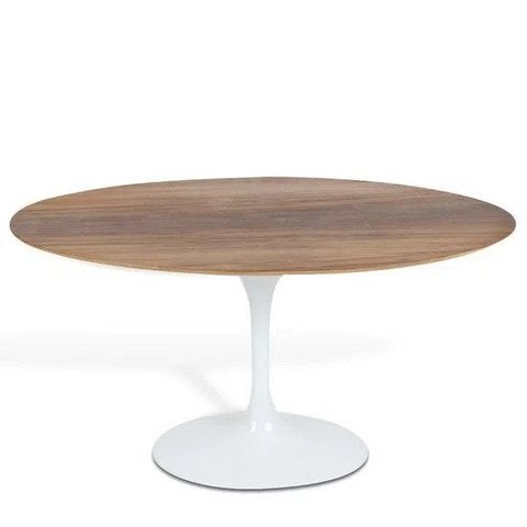 Mesa de Jantar Tulipa Saarinen Oval 198x122cm Tampo Mezzo Castani - Branco