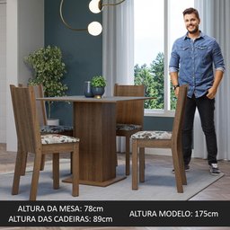 Conjunto Sala de Jantar Mesa Tampo de Madeira 4 Cadeiras Rustic/cinza/floral Hibiscos Samara Madesa - 5