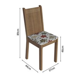 Conjunto Sala de Jantar Mesa Tampo de Madeira 4 Cadeiras Rustic/cinza/floral Hibiscos Samara Madesa - 3