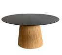 Ver imagem 1 de Mesa de Jantar Cone Oval 235x122cm Tampo Laqueado Base Madeira Freijó - Preto