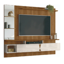 Ver imagem 1 de Painel para Tv até 55 Polegadas com Espelho 1,83m Intense Ripado Impressão 3d Freijó/off White