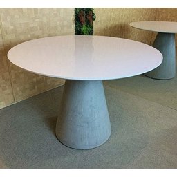 Mesa de Jantar Cone Concreto 130cm Tampo Laqueada - Branco - 1
