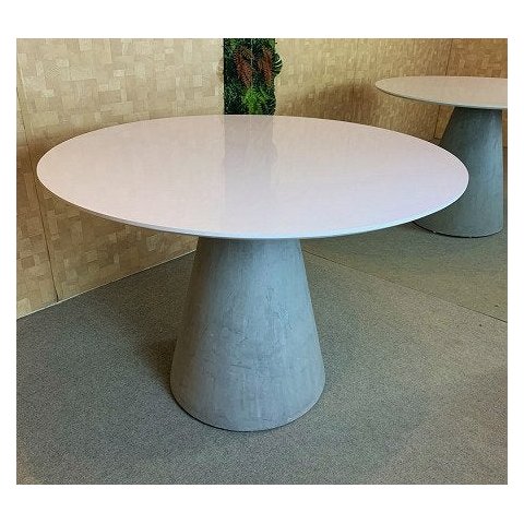 Mesa de Jantar Cone Concreto 130cm Tampo Laqueada - Branco