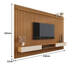 Painel Para TV Ripado Até 85 Polegadas Versátil 2.2x1.8 Com Nicho Nature/Off White - Giga Móveis - 3
