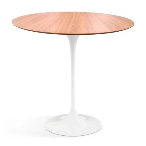 Mesa Lateral Tulipa Saarinen Redonda 41 cm Tampo Freijó - Branco