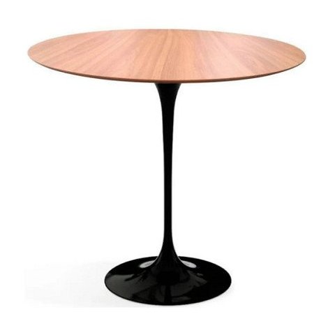 Mesa Lateral Tulipa Saarinen Redonda 41 cm Tampo Freijó - Preto