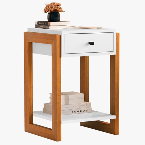 Mesa de Cabeceira 1661 Branco/Brilho JB Bechara