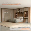 Ver imagem 6 de Guarda Roupa Casal Modulado 5 Peças 12 Portas 5 Gavetas com Cabeceira e Escrivaninha 100% MDF Smart