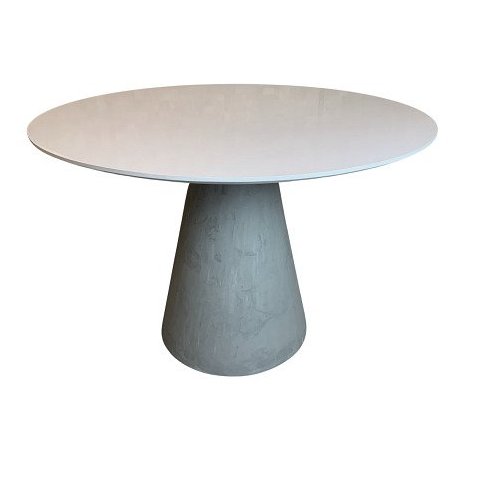 Mesa de Jantar Cone Concreto 140cm Tampo Laqueada - Branco