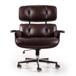Cadeira Charles Eames Office Executiva em Tecido Sintético - Marrom - 1