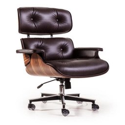 Cadeira Charles Eames Office Executiva em Tecido Sintético - Marrom - 2