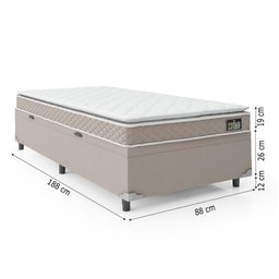 Cama Box Baú Solteiro Colchão Espuma D33 Pillow Top 88x188x57cm Millenium Hellen - 4