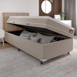 Cama Box Baú Solteiro Colchão Espuma D33 Pillow Top 88x188x57cm Millenium Hellen - 2