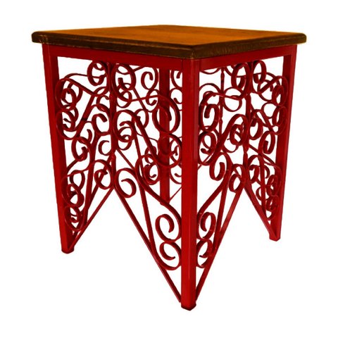 Mesinha de Canto De Ferro Artesanal para Sala de Jantar Rustica Decorativa Libertas Rosas Artesanato