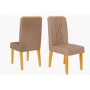 Ver mais imagens de Sala de Jantar Completa Rubi Tampo Madeirado C/ Vidro Curvo 170x90cm e 6 Cadeiras Lia Cedro/off