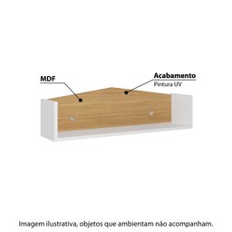 Prateleira Casinha em MDF - Branco/Natural - 2