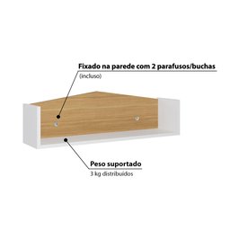 Prateleira Casinha em MDF - Branco/Natural - 3