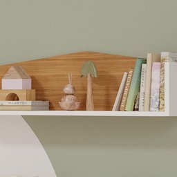 Prateleira Casinha em MDF - Branco/Natural - 4