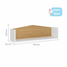 Prateleira Casinha em MDF - Branco/Natural - 5