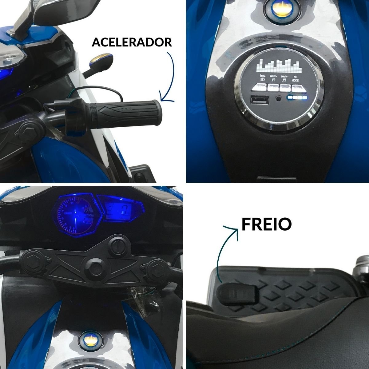 Mini Moto Motinha Elétrica Infantil 12v Roda Eva Som Farol Led Brinqway Bw300 - 4