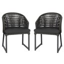 Ver imagem 1 de 2 Cadeira Noronha Aluminio Micro Pintura Preta, Tr. Telinha Corda Nautica Preta, Estofado - Preto