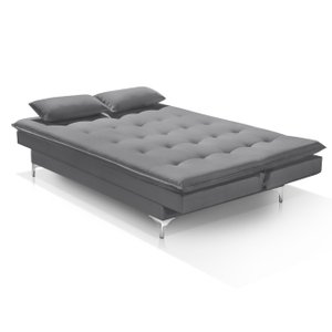 Sofá Cama Bangkok Alto Conforto Aveludado C/ Almofadas Brinde:cinza