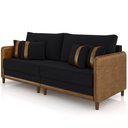 Ver imagem 6 de Sofá 3 Lugares Sala de Estar Living 232cm Asbury K01 Veludo Preto Couríssimo Camel - Lyam Decor