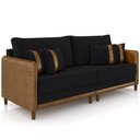 Ver imagem 1 de Sofá 3 Lugares Sala de Estar Living 232cm Asbury K01 Veludo Preto Couríssimo Camel - Lyam Decor
