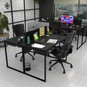 Ver imagem 2 de Estação de Trabalho Mesa Industrial 2 Lugares com Gaveta Netmobil - Preto