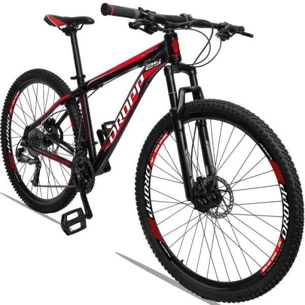Dropp Aluminum 27v Câmbio Traseiro Altus Freio Hidráulico - Preto+Vermelho - 19 - 1